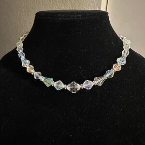Vintage Aurora Borealis Crystal Single Strand Beaded Necklace